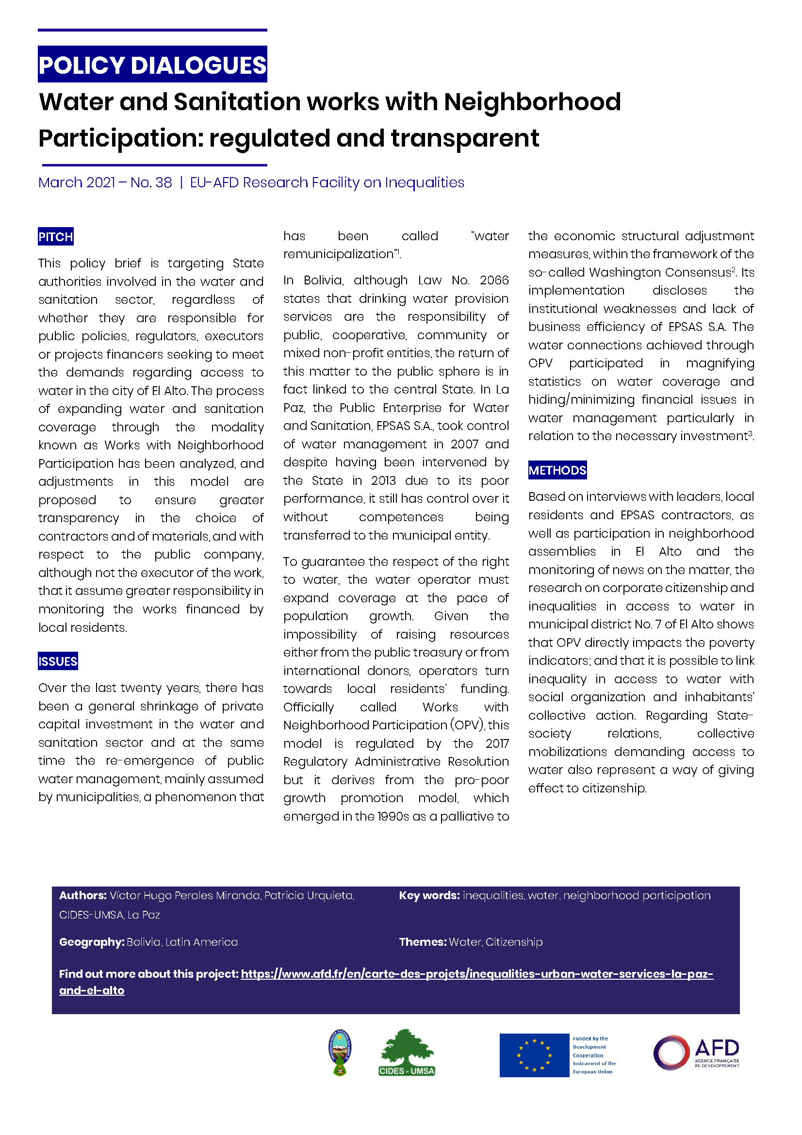 AFD Policy Dialogues - EU-AFD Research Facility on Inequalities