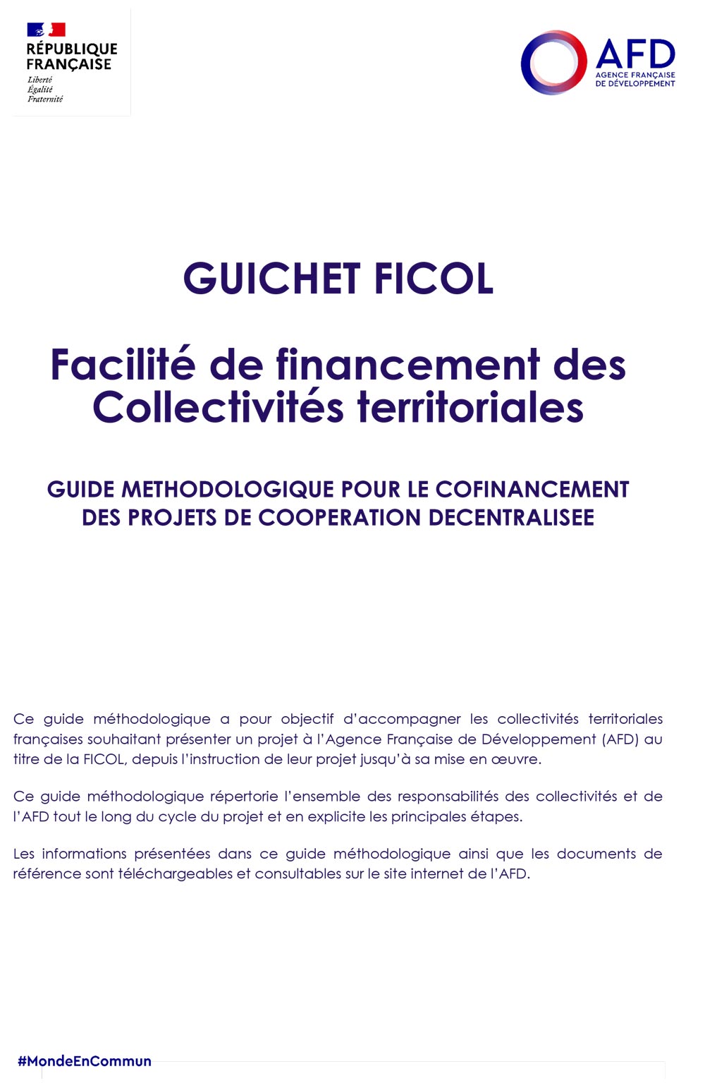 Facilité de financement des collectivités territoriales (FICOL) - Guide méthodologique