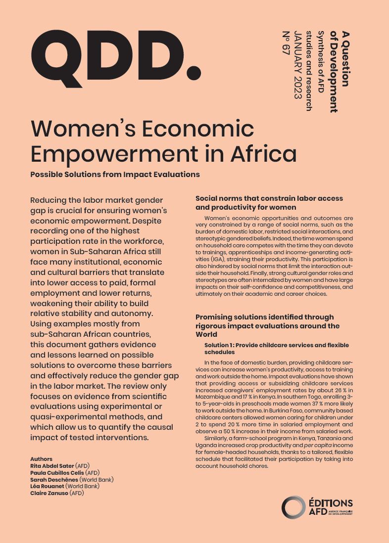 Autonomisation économique des femmes en Afrique | AFD - Agence ...