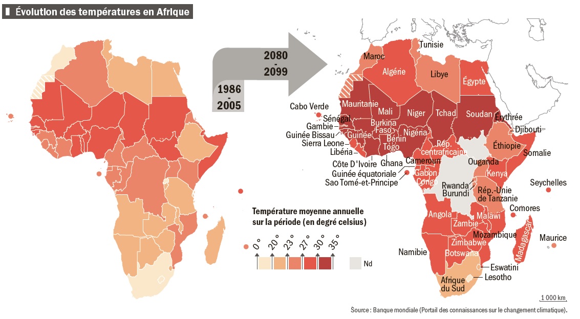 climat températures augmentation évolution Afrique AFD Atlas