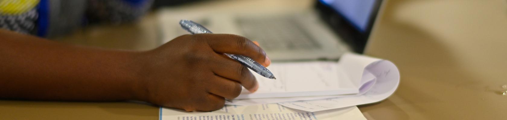 hand, pen, computer