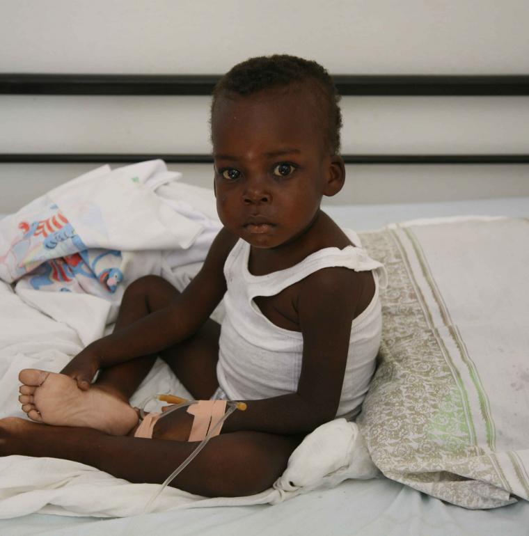 Enfant hospitalisé au centre de santé de Thomonde à Haïti 
