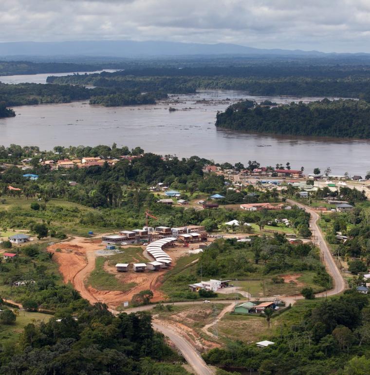 Apatou College, Guyane, aerial view, local authorities, education