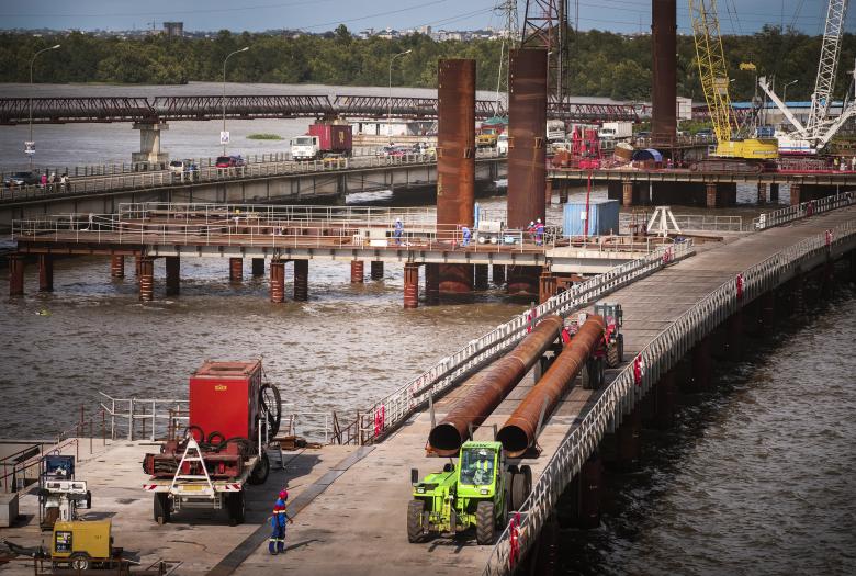 Construction du deuxième pont sur le Wouri à Douala, Cameroun