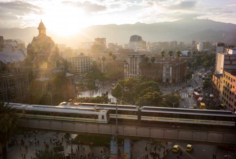 Vue sur le centre de Medellin, Colombie. Janvier 2014