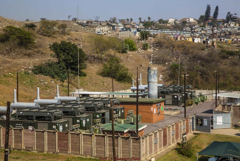 Vue sur la centrale électrique d'Ethekwini, en Afrique du Sud.