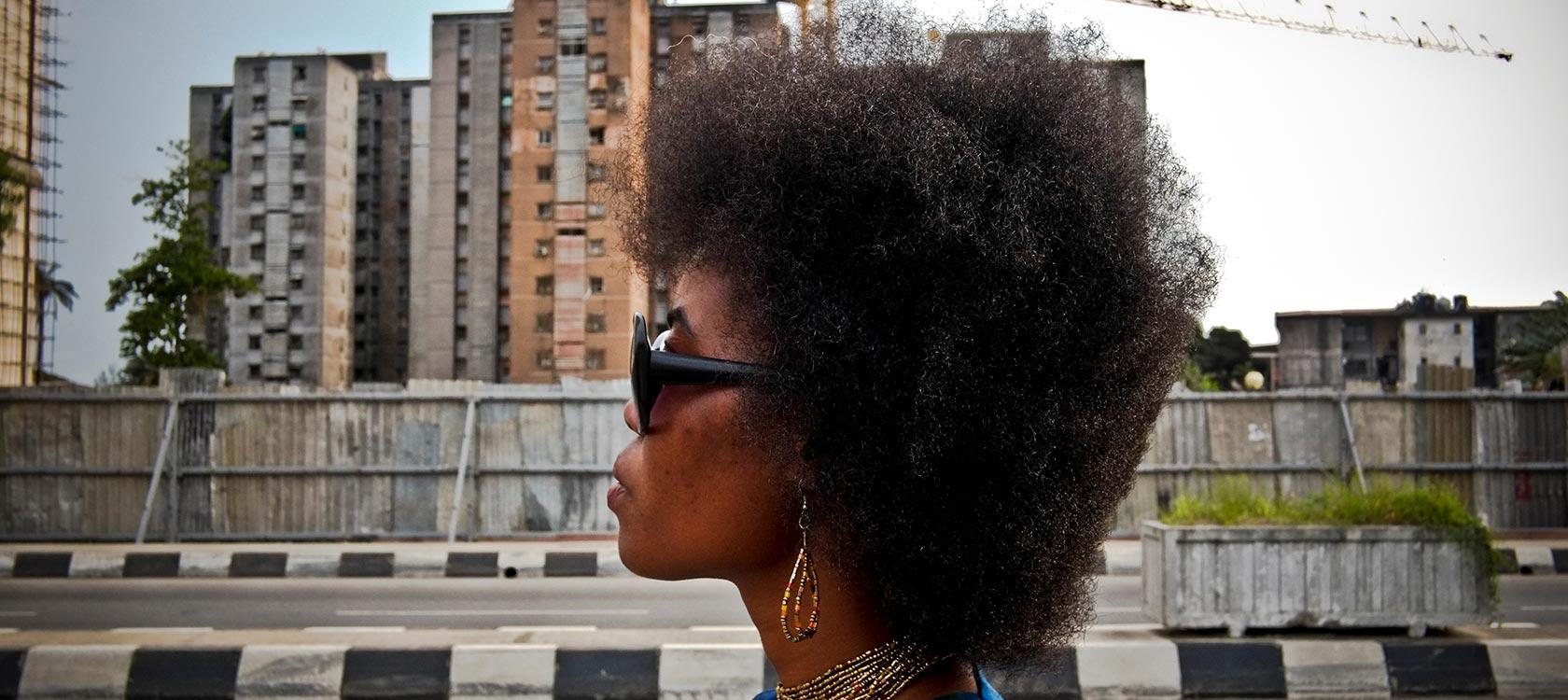 woman walking in Lagos, Nigeria