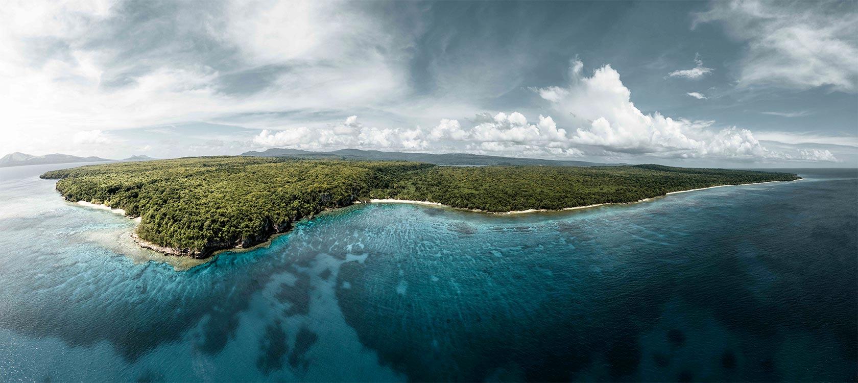 Drone view of an island in Vanuatu