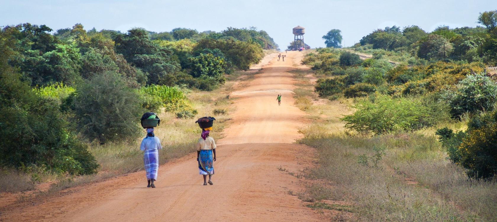 Femmes marchant sur la route.