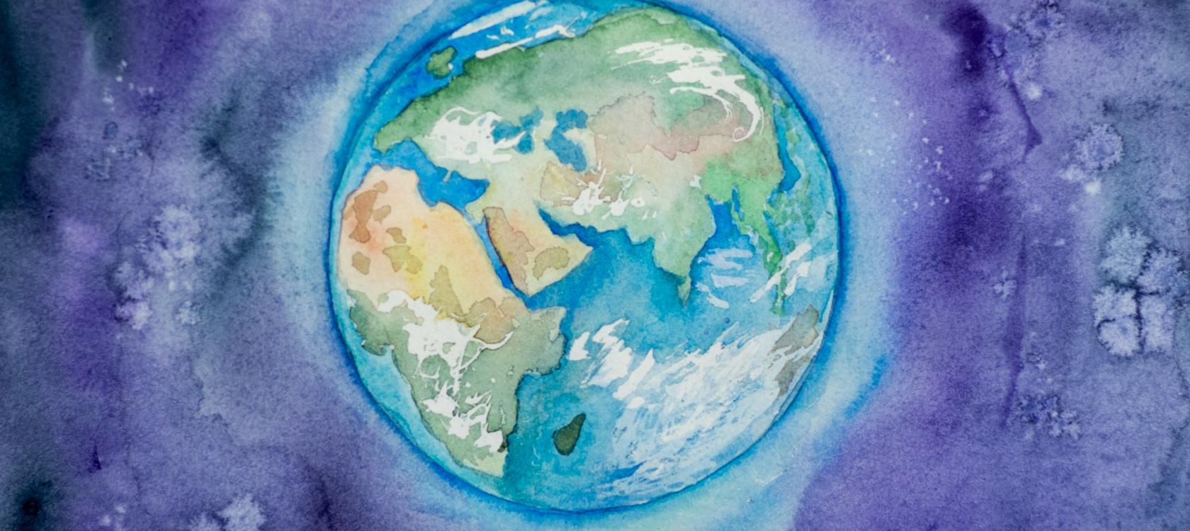 La planète Terre en aquarelle.