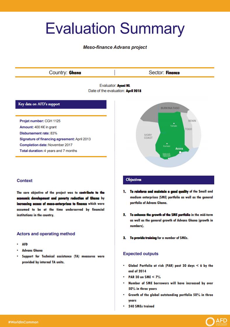 Evaluation Summary - Mesofinance Advans project
