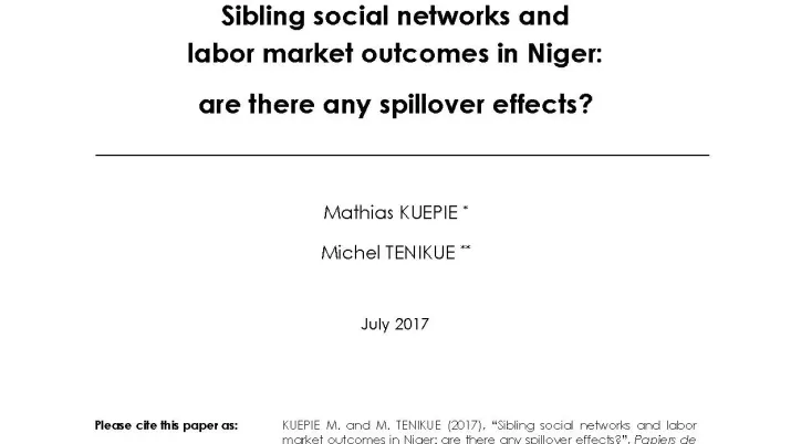 pr_48_Sibling social networks and labor market outcomes in Niger_Kuépié_Tenikue_couv