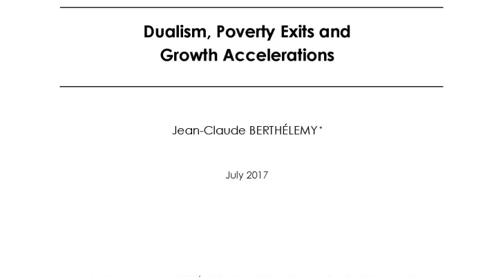 pr_50_Dualism, Poverty Exits and Growth Accelerations_Jean-Claude BERTHÉLEMY_couv