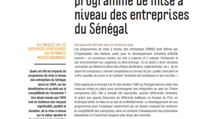 Les impacts du programme de mise à niveau des entreprises du Sénégal