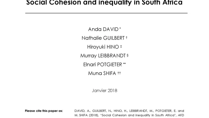 pr-63-social cohesion-inequality-South Africa-David-Guilbert-Hino-Leibbrandt-Potgiete_couv