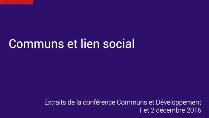 Conférence Communs et Développement | Les communs et le lien social