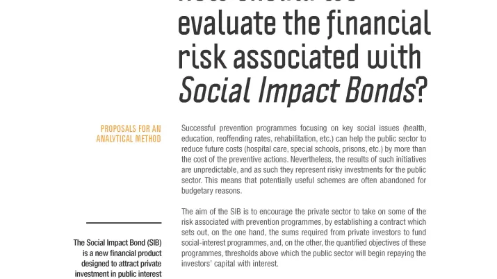 Financial risk and Social Impact Bonds-Sciau-couv