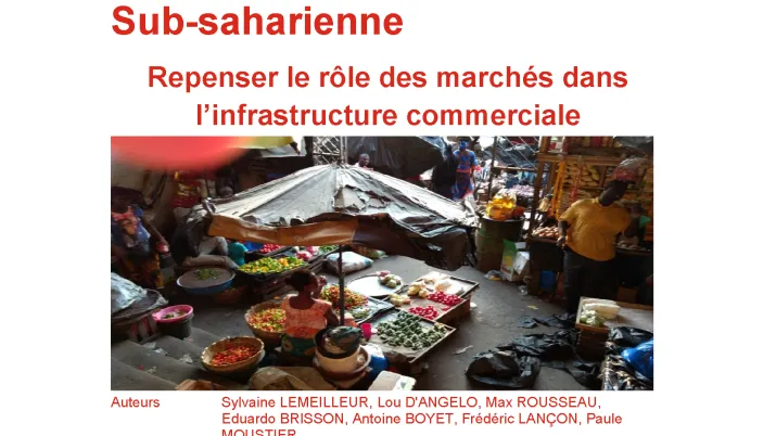 Etude sur les systèmes de distribution alimentaire dans les pays d’Afrique méditerranéenne et Sub-saharienne