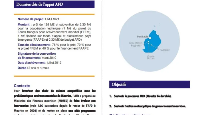 Résumé d'évaluation - Appui budgétaire « Aide Programme Environnement » (APE)