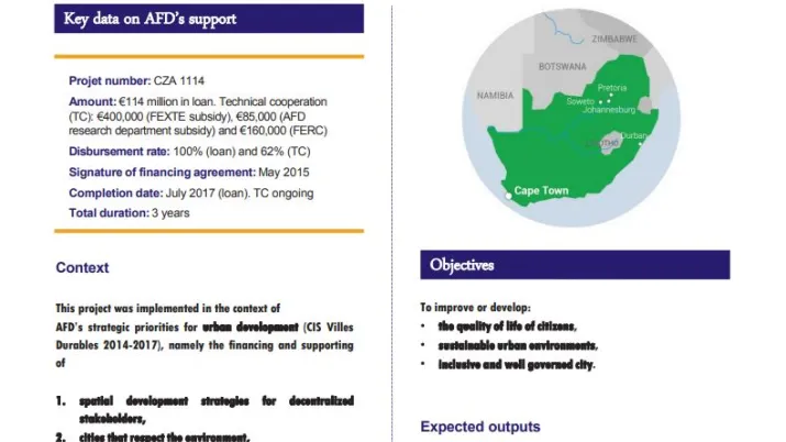 Evaluation Summary - Budget support to the spatial development strategy of the City of Johannesburg