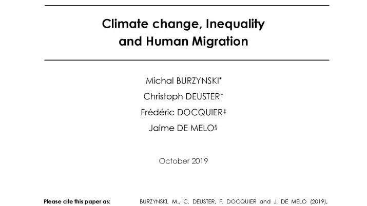 Climate change, Inequality and Human Migration_couv