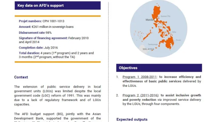 Evaluation Summary - Budget support operation for decentralization in the Philippines