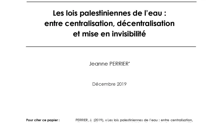 Les lois palestiniennes de l’eau_couv