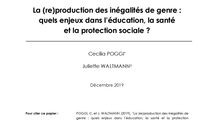 Inégalités de genre, éducation, santé et protection sociale_couv