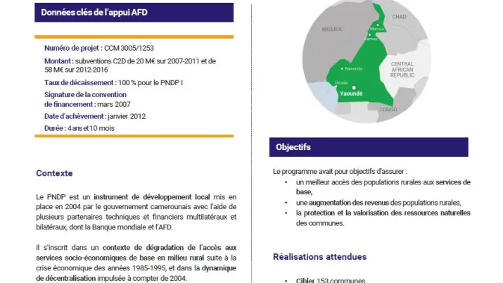 Résumé d'évaluation - Programme national de développement participatif, Cameroun