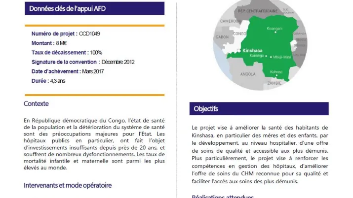 Résumé d'évaluation - PROMEKIN : évaluation d’une grappe de projets d’investissements hospitaliers privés à but non lucratif, RDC