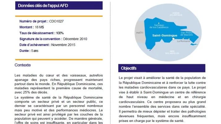 Résumé d'évaluation - CEDIMAT : évaluation d’une grappe de projets d’investissements hospitaliers privés à but non lucratif, République dominicaine