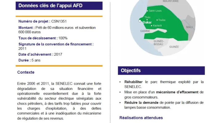 Résumé d'évaluation - Contribution au plan de redressement du secteur de l’électricité au Sénégal