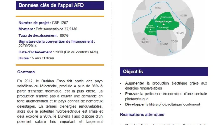 Résumé d'évaluation - Centrale solaire de Zagtouli, Burkina Faso