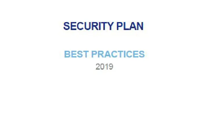 Best Practice Guide – Security Plan