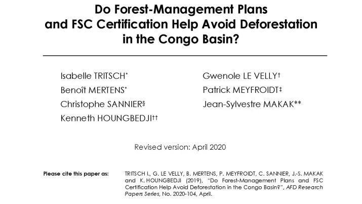 PR 104_Deforestation in the Congo Basin_couv