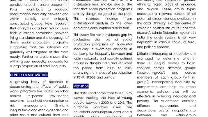 Policy dialogue on Social Protection-Inequality Ethiopia India Peru