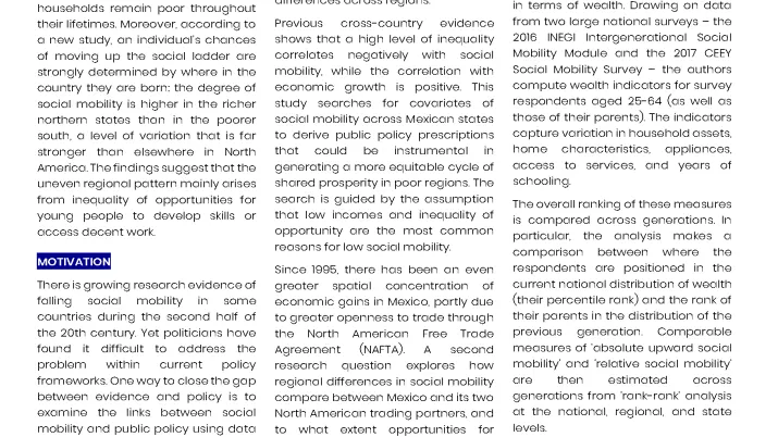 Policy Dialogues on wide Regional Differences in Social Mobility across Mexico