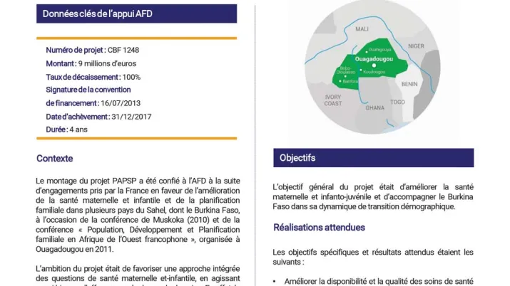 Résumé d'évaluation - Projet d’appui aux politiques de santé et de population (PAPSP), Burkina Faso