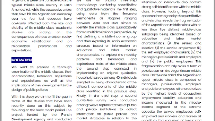 The middle class in Argentina: dynamics, characteristics and implications for public policies