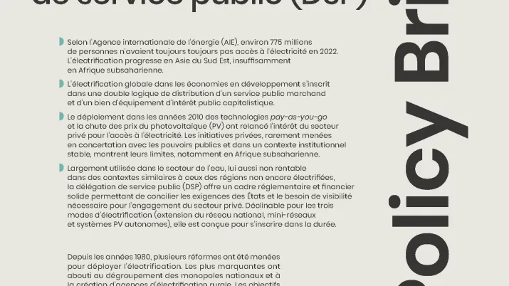 Universaliser et accélérer l’accès aux services de l’électricité durant la décennie grâce à la délégation de service public
