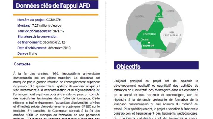 résumé évaluation universite montagnes cameroun afd