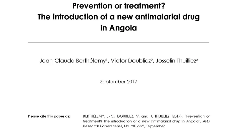 Prevention or treatment? The introduction of a new antimalarial drug in Angola_couverture