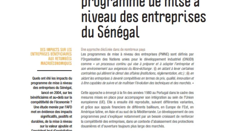 Les impacts du programme de mise à niveau des entreprises du Sénégal