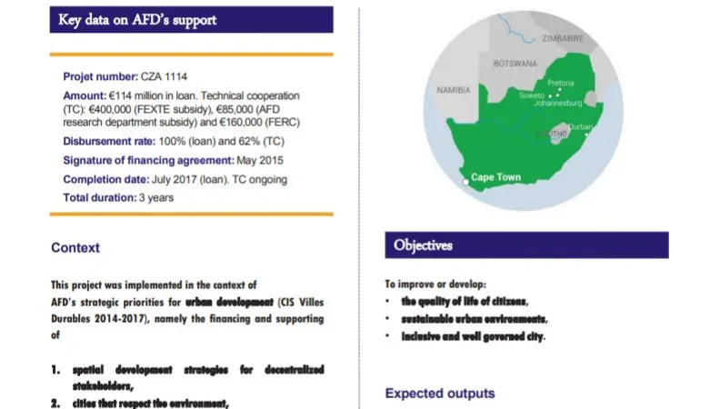 Evaluation Summary - Budget support to the spatial development strategy of the City of Johannesburg