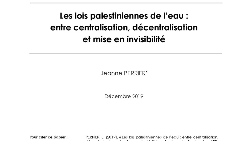 Les lois palestiniennes de l’eau_couv