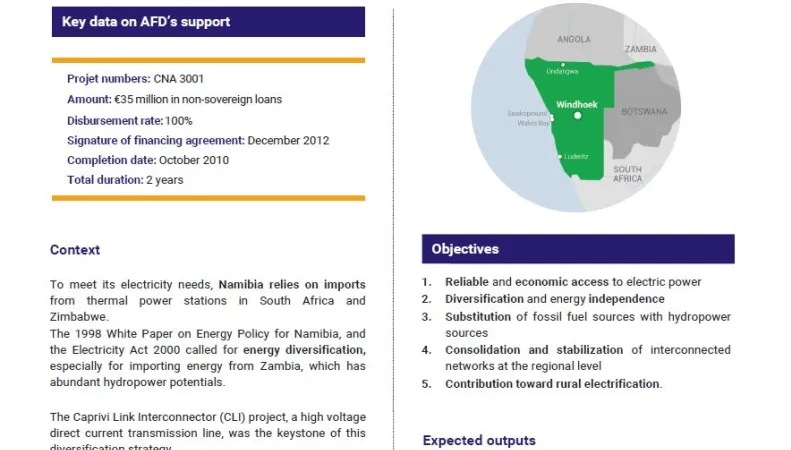 Evaluation Summary - NamPower Caprivi-Link Interconnector (CLI) project, Namibia