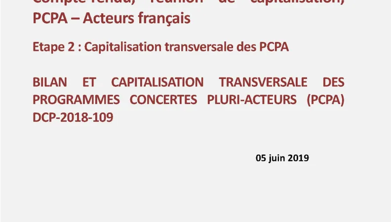 Couv Compte-rendu, réunion de capitalisation, PCPA – Acteurs français