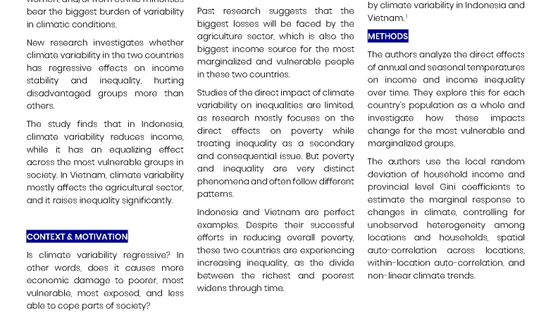 Policy dialogues on Climate Variability and Inequality: Comparing the Experiences of Indonesia and Vietnam