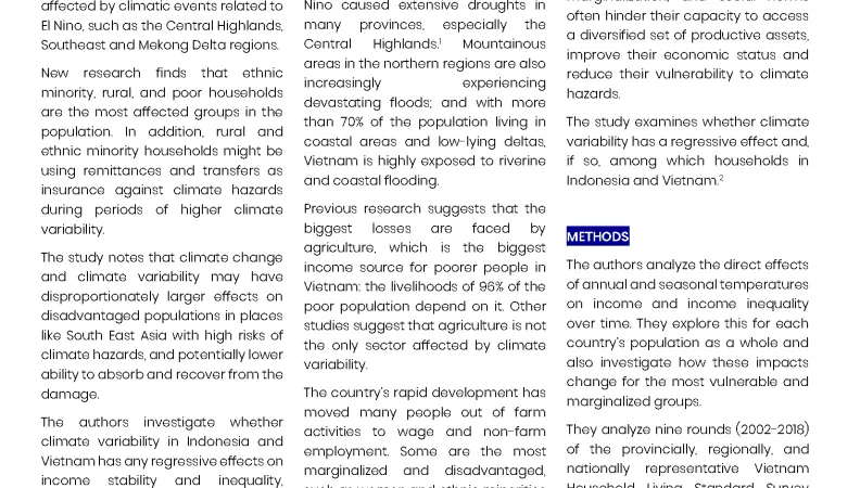 Policy dialogues on The Impact of Climate Variability on Inequality: Evidence from Vietnam