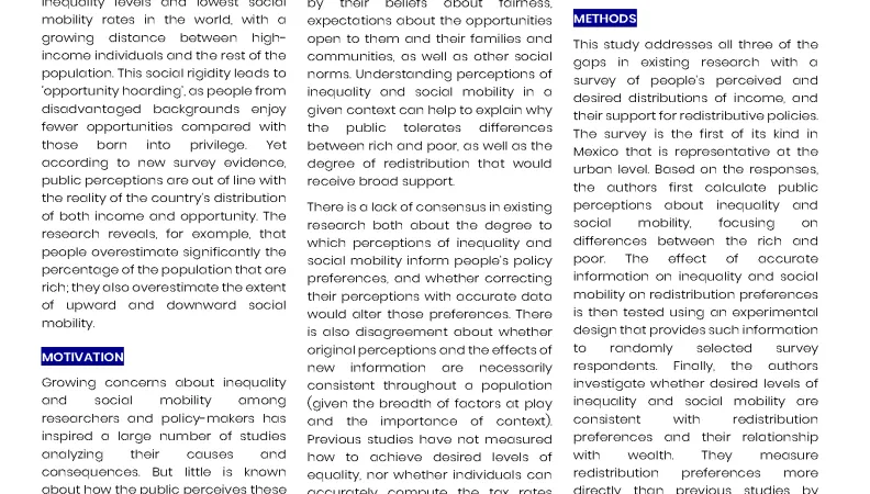 Policy Dialogues on inaccurate Public Perceptions of Inequality and Social Mobility in Mexico